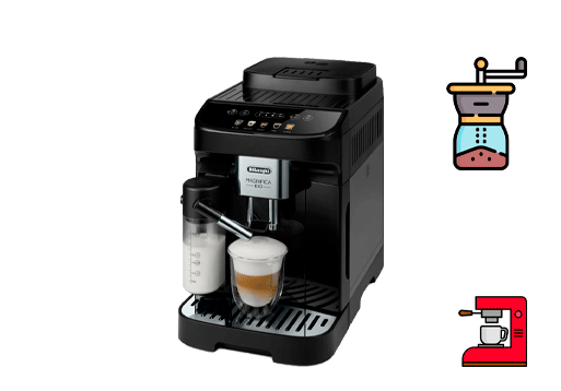 Кофемашина мелет кофе.